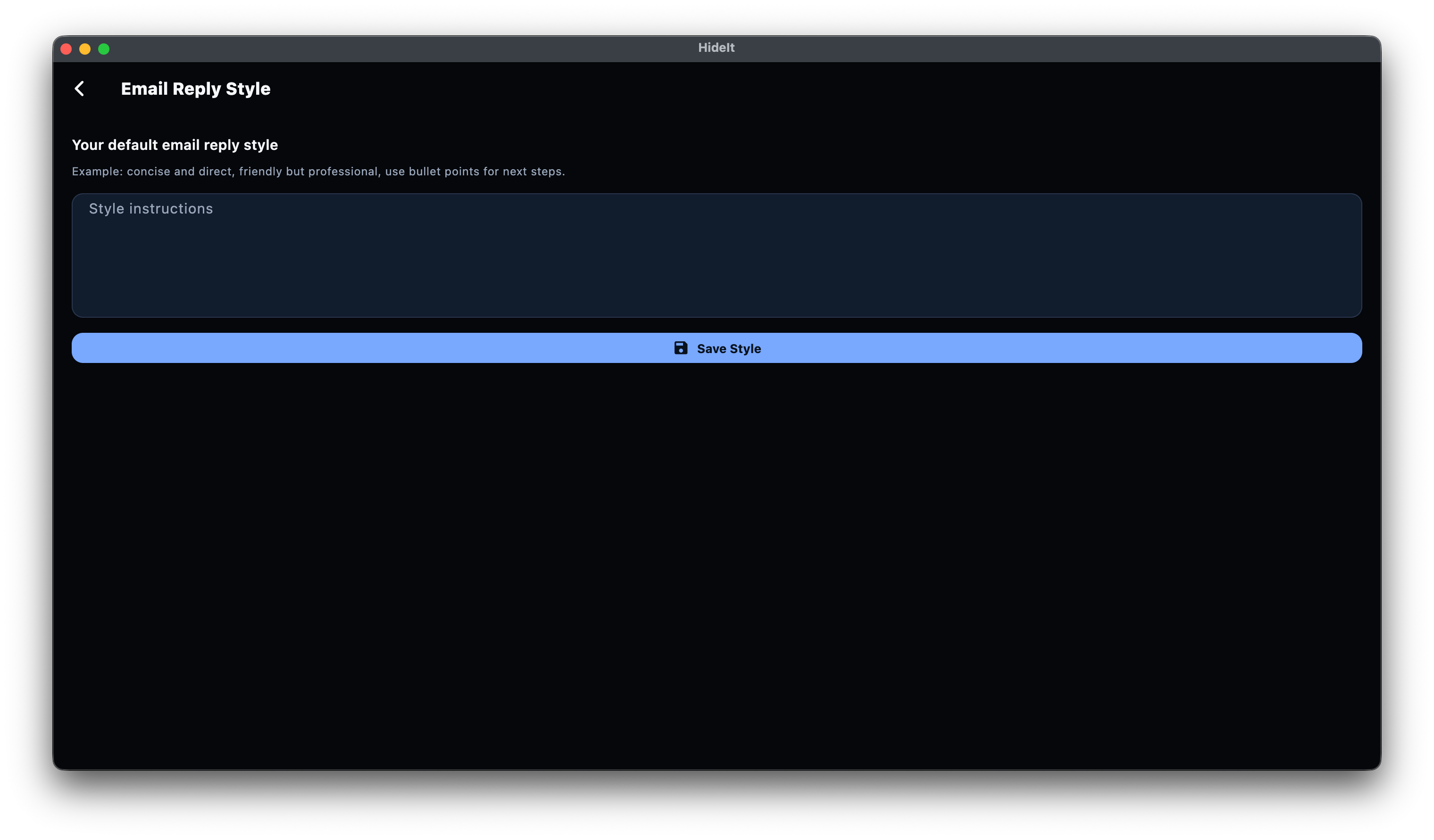 Email reply style settings